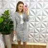 Milla Chic - millachic com br conjunto tweed quadriculado blazer e saia tubinho sheilla cinza Conjunto Tweed Quadriculado Blazer e Saia Tubinho Sheilla - Cinza - Milla Chic