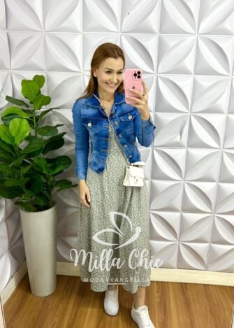 Jaqueta Jeans Com Botões Dourados Angel - Azul - Milla Chic