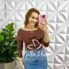 Saia Jeans Com Fendas Frontal E Pedrarias Liana - Azul - Milla Chic
