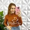 Saia Jeans Com Fendas Frontal E Pedrarias Liana - Azul - Milla Chic