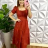 Milla Chic - millachic com br vestido laise 100 algodao com bojo paula azul 5 Vestido Laíse 100% Algodão Com Bojo Paula - Terra Cota - Milla Chic