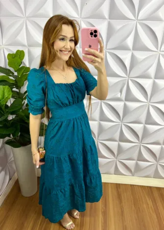 Vestido Laíse 100% Algodão Com Bojo Paula - Verde - Milla Chic