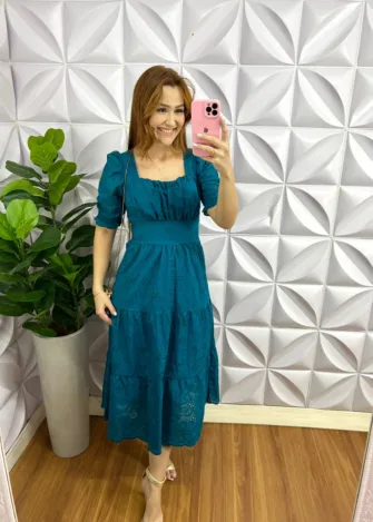 Milla Chic - millachic com br vestido laise 100 algodao com bojo paula verde 4 Vestido Laíse 100% Algodão Com Bojo Paula - Verde - Milla Chic