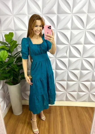 Milla Chic - millachic com br vestido laise 100 algodao com bojo paula verde 5 Vestido Laíse 100% Algodão Com Bojo Paula - Verde - Milla Chic