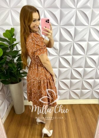 Milla Chic - millachic com br vestido lasie algodao mangas princesa botoes de perolas catarina marrom com branco 2 Vestido Lasie Algodão Mangas Princesa Botões De Perolas Catarina - Marrom Com Branco - Milla Chic