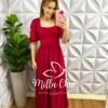 Vestido Viscolinho Com Textura Longo Pamela - Vermelho - Milla Chic