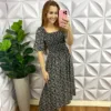 Vestido Viscolinho Manga Raglan Com Lastex Sophia - Preto - Milla Chic