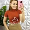 Blusa Anarruga Com Elastano Gola Alta Esme - Terra Cota - Milla Chic