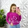 Milla Chic - millachic com br blusa tricot mousse trabalhado manga longa ravena caramelo copia Blusa Tricot Mousse Trabalhado Manga Longa Ravena - Roxa - Milla Chic