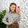 Camisa de Tricoline Listrada Com Bordado Floral Manga Longa Analice - Marrom - Milla Chic