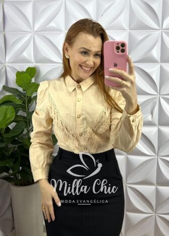 Milla Chic - millachic com br camisa linho bordada de guipper manga longa catania pink copia 2 Camisa Linho Bordada De Guipper Manga Longa Catânia - Areia - Milla Chic