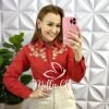 Milla Chic - millachic com br camisa linho bordado richilieu manga longa brenda terra cota 1 Camisa Linho Bordado Richilieu Manga Longa Brenda - Terra Cota - Milla Chic