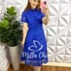 Conjunto Richilieu Camisa e Saia Mídi Lisboa - Azul - Milla Chic
