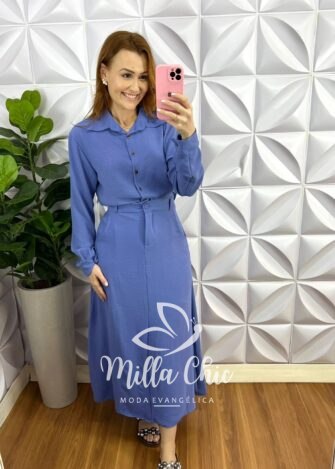 Milla Chic - millachic com br conjunto dunna com camisa e saia midi verona azul Conjunto Dunna Com Camisa E Saia Mídi Verona - Azul - Milla Chic