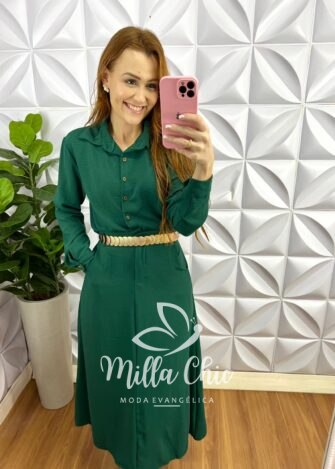 Conjunto Dunna Com Camisa E Saia Mídi Verona - Verde - Milla Chic