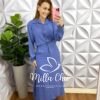Conjunto Dunna Com Camisa E Saia Mídi Verona - Azul - Milla Chic
