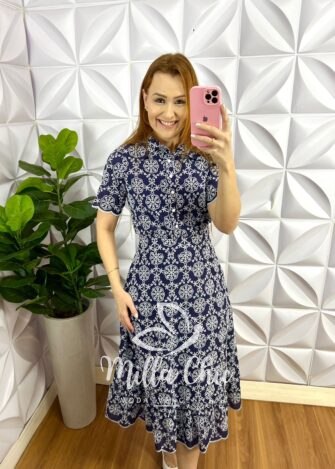 Milla Chic - millachic com br conjunto lesie algodao camisa e saia midi lisboa azul com branco 1 Conjunto Lesie Algodão Camisa e Saia Mídi Lisboa - Azul Com Branco - Milla Chic