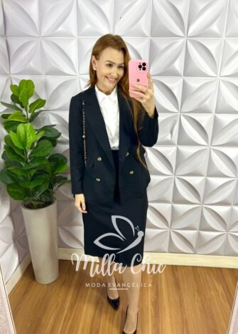 Milla Chic - millachic com br conjunto linhocel blazer e saia reta jessie preto 2 Conjunto Linhocel Blazer E Saia Reta Jessie - Preto - Milla Chic