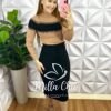 Conjunto Trico Manga Longa Saia Mídi Graciela - Preto e Areia - Milla Chic