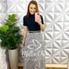Saia Alfaiataria Mídi Evase Estampada Rebecca - Preta e Branca - Milla Chic