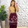 Saia Crepe Alfaiataria Plissada De Camadas Anylara - Cherry - Milla Chic