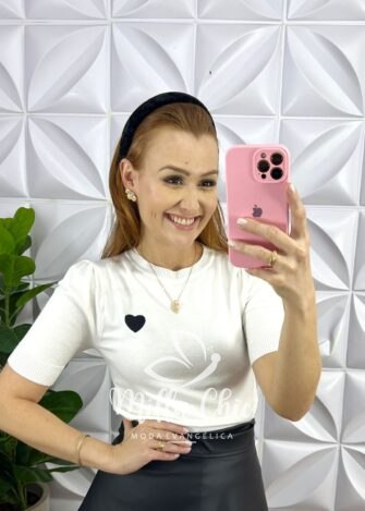 Saia Envelope De Couro Mídi Liriane - Preta - Milla Chic