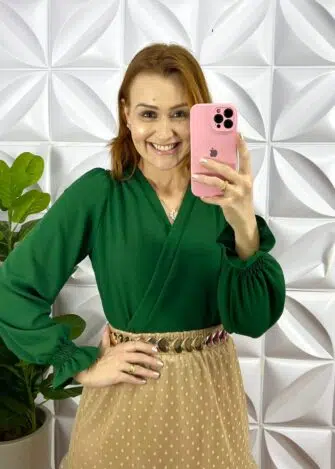 Saia Tule De Poá Mídi Com Babadinhos Ariele - Areia - Milla Chic