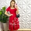 Vestido Crepe Alfaiataria Mídi Godê Com Laço Alice - Vermelho - Milla Chic