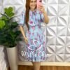 Milla Chic - millachic com br vestido crepinho floral com saia plissada aurora cereja copia 4 Vestido Crepinho Floral Com Saia Plissada Aurora - Azul - Milla Chic