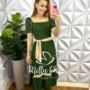 Vestido Dunna Mídi Com Marias e Cinto Bicolor Marcela - Verde - Milla Chic