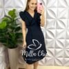 Vestido Estilo Sobretudo Linhocel Botão Encapado Cecília - Preto - Milla Chic