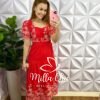 Vestido Laíse 100% Algodão Bordado Helena - Vermelho - Milla Chic