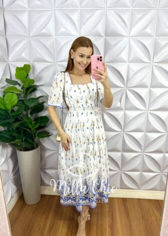 Milla Chic - millachic com br vestido laise 100 algodao todo bordado kelly verde copia 2 Vestido Laíse 100% Algodão Todo Bordado Kelly - Azul - Milla Chic