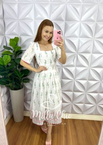 Milla Chic - millachic com br vestido laise 100 algodao todo bordado verde copia Vestido Laíse 100% Algodão Todo Bordado Kelly - Verde - Milla Chic