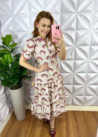 Milla Chic - millachic com br vestido lasie algodao mangas princesa bicolor krystal 3 Vestido Laise Algodão Mangas Princesa Bicolor Krystal - Cherry - Milla Chic