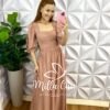 Vestido Viscolinho Com Textura Longo Pamela - Rose - Milla Chic