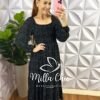 Vestido Viscolinho Lastex Manga Longa Mídi Carla - Cereja - Milla Chic
