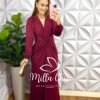 Vestido Viscolinho Lastex Manga Longa Mídi Carla - Terra Cota - Milla Chic