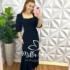 Vestido Viscolinho Maquinetado Longo Juju - Preto - Milla Chic