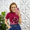 Blusa Canelada de Algodão Gola Alta Paloma - Cherry - Milla Chic