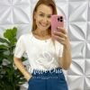 Blusa Cetim Manga Levemente Princesa Joana - Branca - Milla Chic