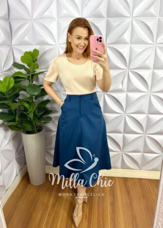 Blusa Cetim Manga Levemente Princesa Joana - Doce de Leite - Milla Chic