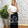Blusa Tricot Modal Gola E Manga Marcada Lívia - Cinza - Milla Chic
