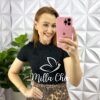 Blusa Tricot Modal Gola E Manga Marcada Lívia - Preta - Milla Chic