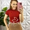 Blusa Tricot Modal Gola E Manga Marcada Lívia - Terra Cota - Milla Chic