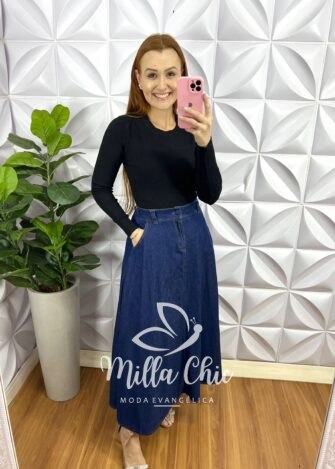 Blusa Tricot Modal Manga Longa Laura - Preto - Milla Chic