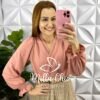 Camisa Envelope Dunna Manga Longa Elisangela - Rose - Milla Chic