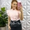 Camisa Laise 100% Algodão Manga Babadinho Giovane - Rosa - Milla Chic
