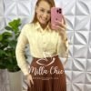 Camisa Lasie Manga Longa Forrada Gaby - Areia - Milla Chic