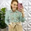 Milla Chic - millachic com br camisa tricoline de algodao listrada com bordados colorido milao verde 2 Camisa Tricoline De Algodão Listrada Com Bordados Colorido Milão - Verde - Milla Chic